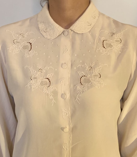 70s hand embroidered silk shirt