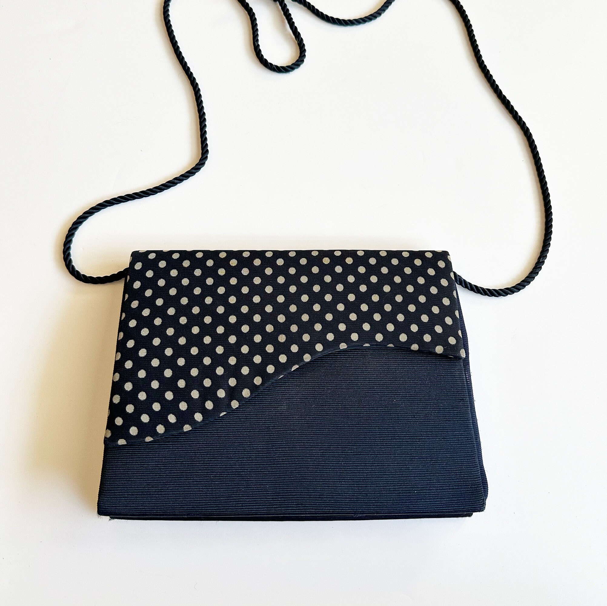 Two-tone Polka Dot Bag in Navy and Gray Polka Dot Ottoman Two-tone Polka Dot Bag in Navy and Gray Polka Dot Ottoman