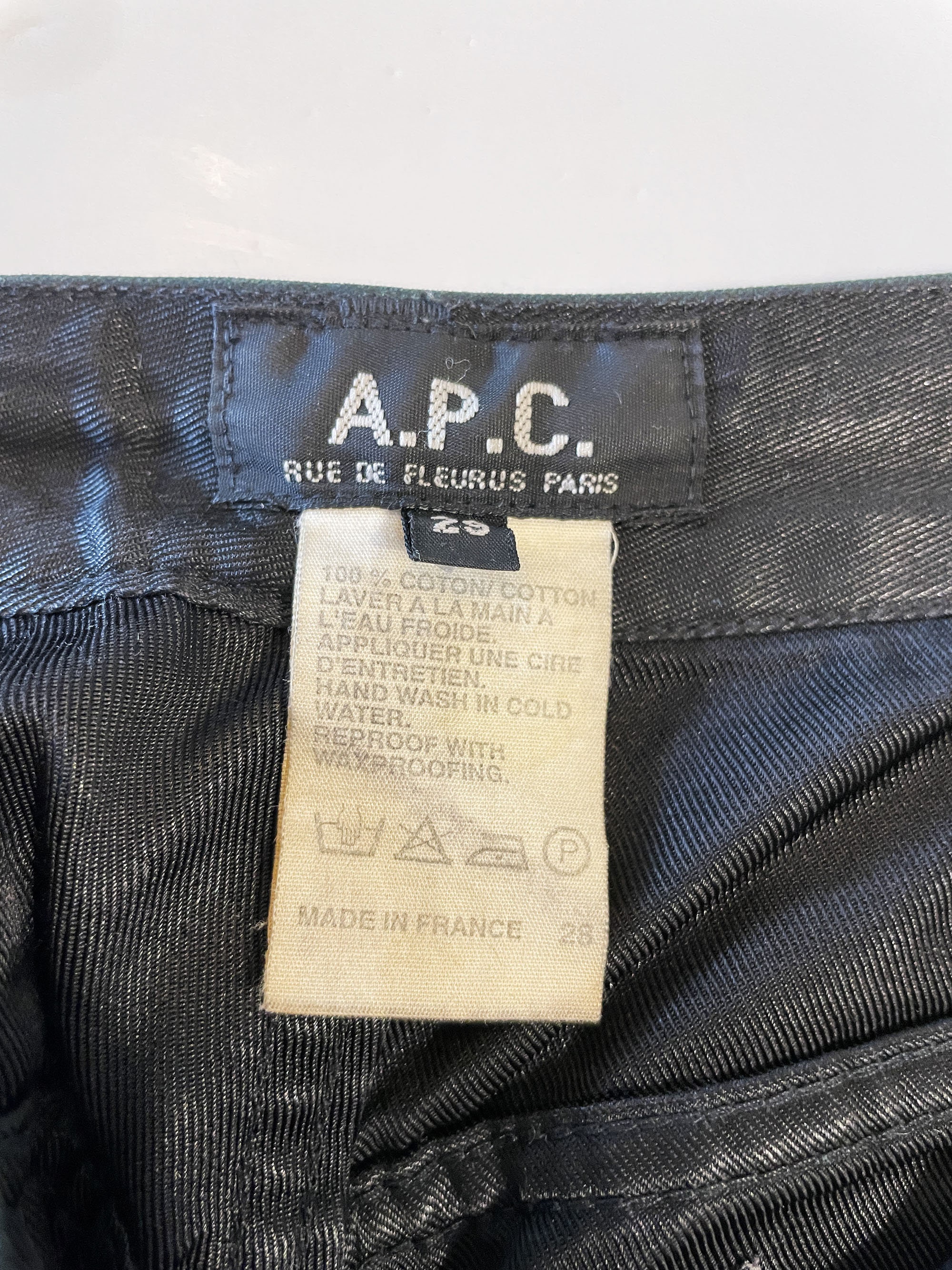 Pants A.P.C Cotton Coated Vintage 90s Made in France, Low Waist 