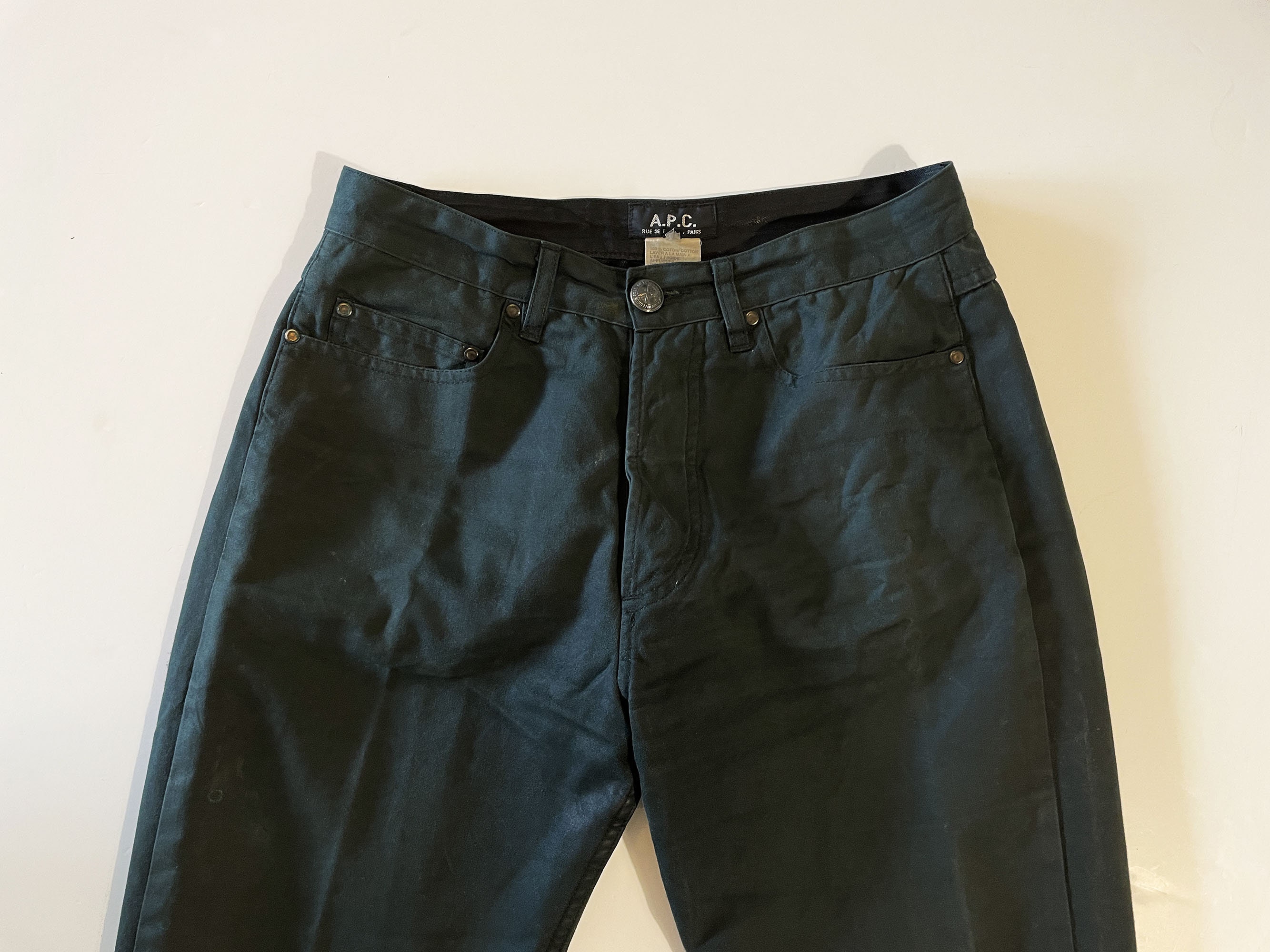 Pants A.P.C Cotton Coated Vintage 90s Made in France, Low Waist
