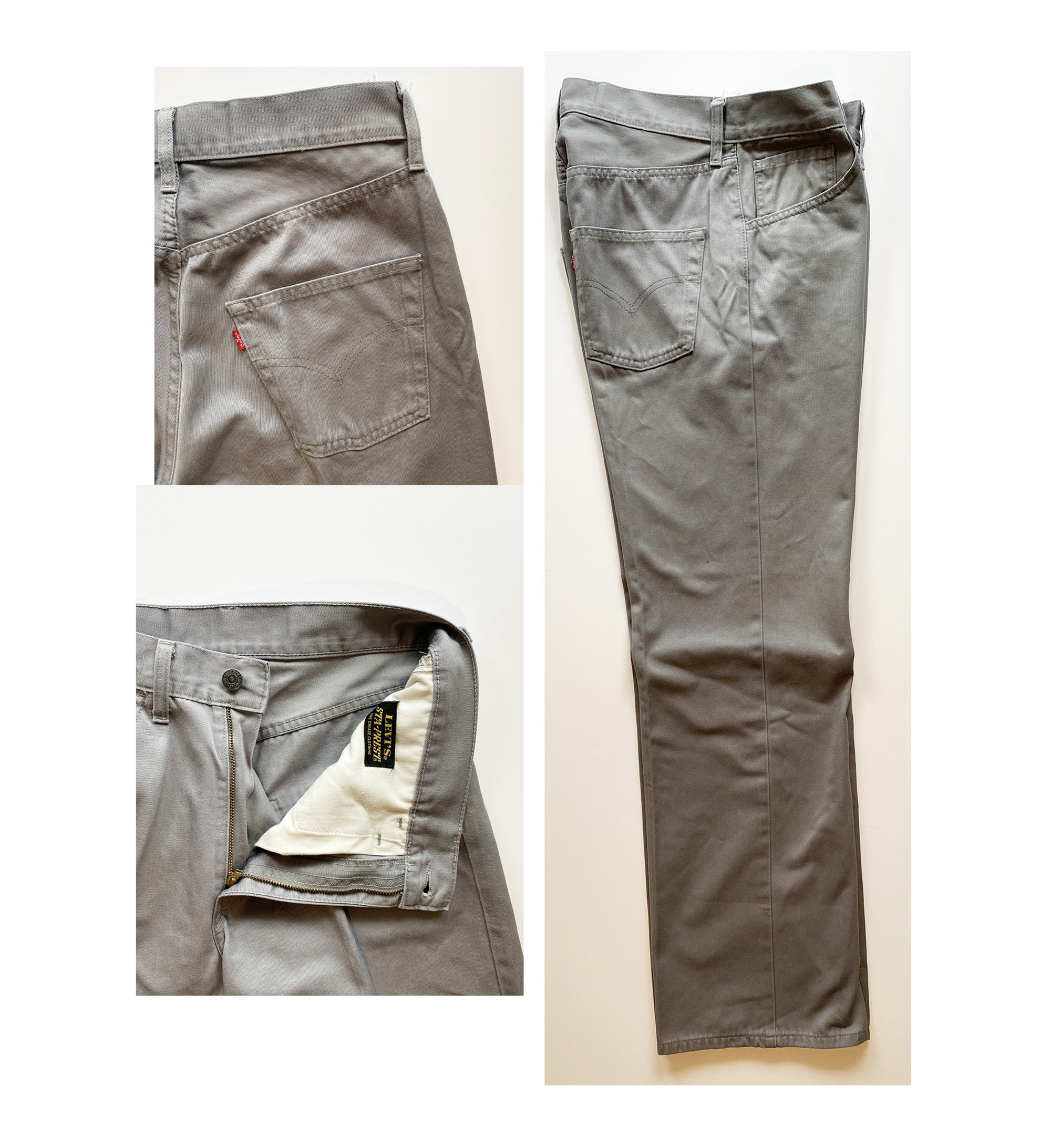 Vintage Levi's Sta-prest, Gray Cotton Pants With Permanent Pleats