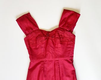 vintage red taffeta evening dress 1980, 80s party dress