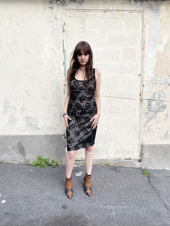 80s black lace dress 80s Black Lace Gown With Train