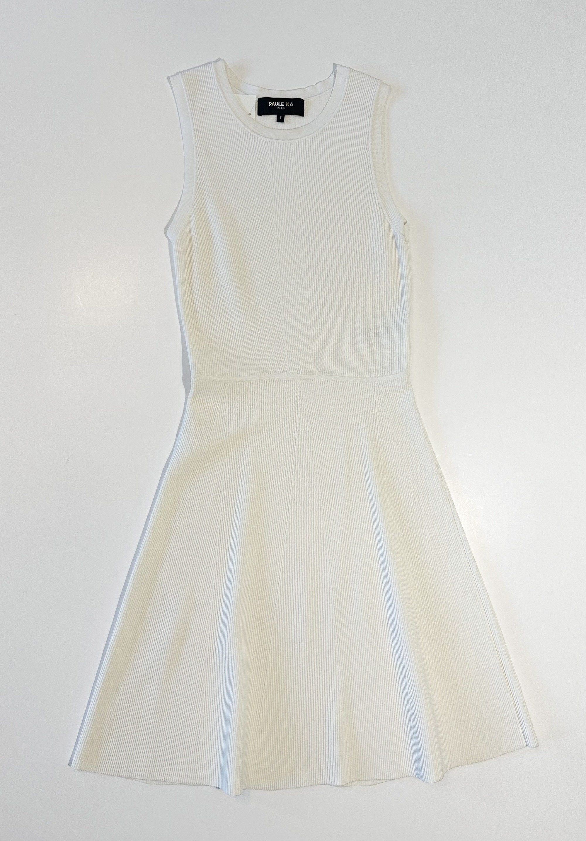 PAULE KA White ribbed knit tank dress, vintage 2000's dress / White tank dress vintage Y2K, size S, White summer dress size S