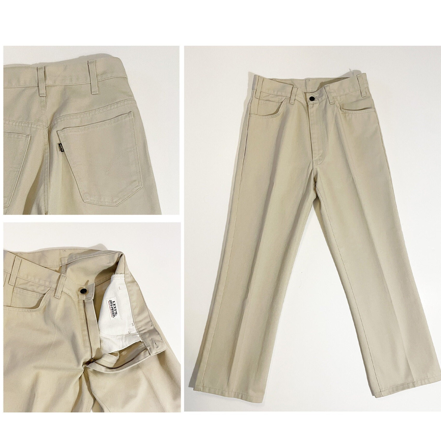 Vintage Levi's Sta-prest, Cream White Jeans Pants With Permanent