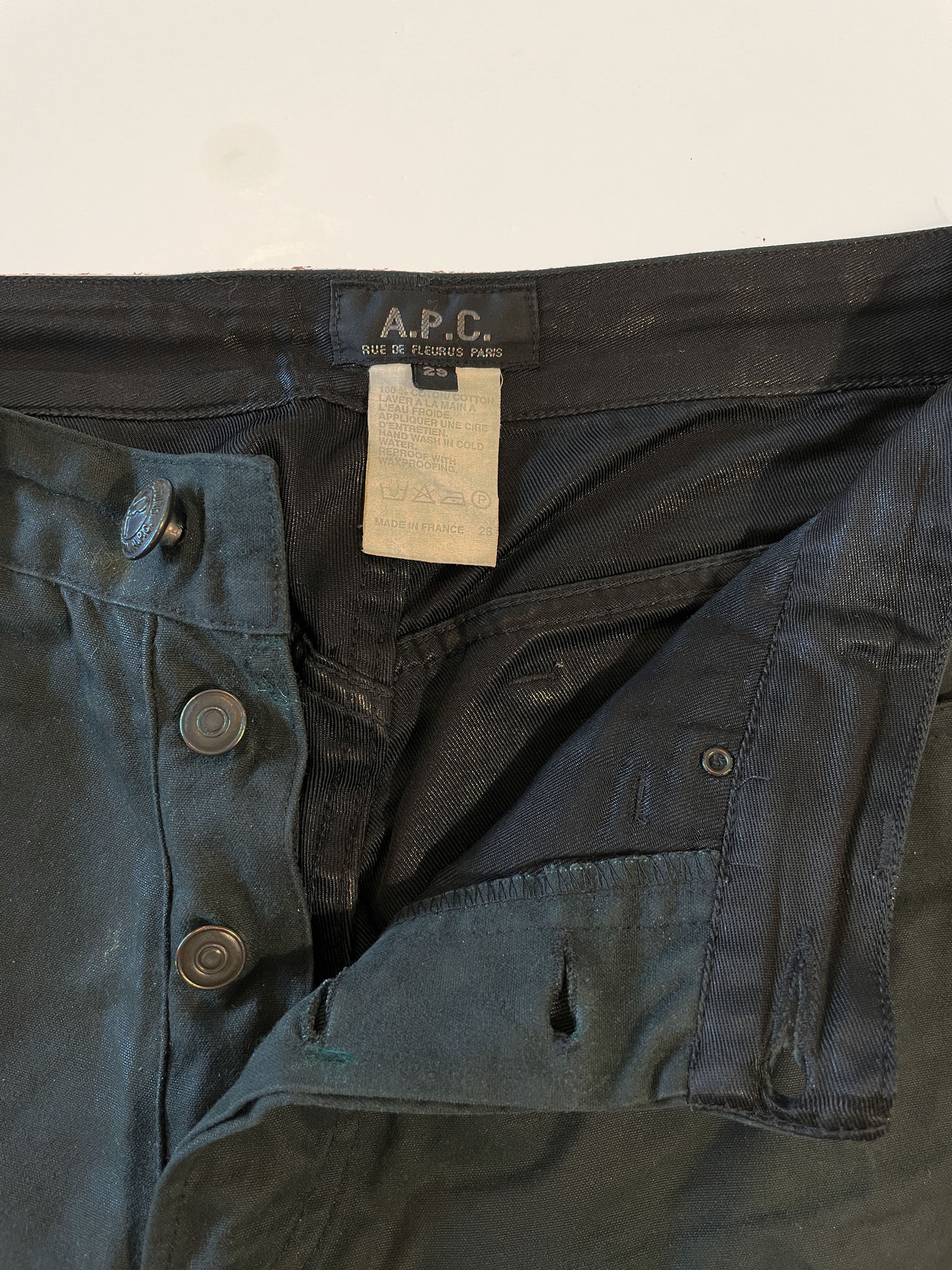 Pants A.P.C Cotton Coated Vintage 90s Made in France, Low Waist