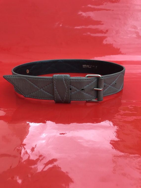 Belt Chantal Thomass Paris gray vintage 1990 leat… - image 8