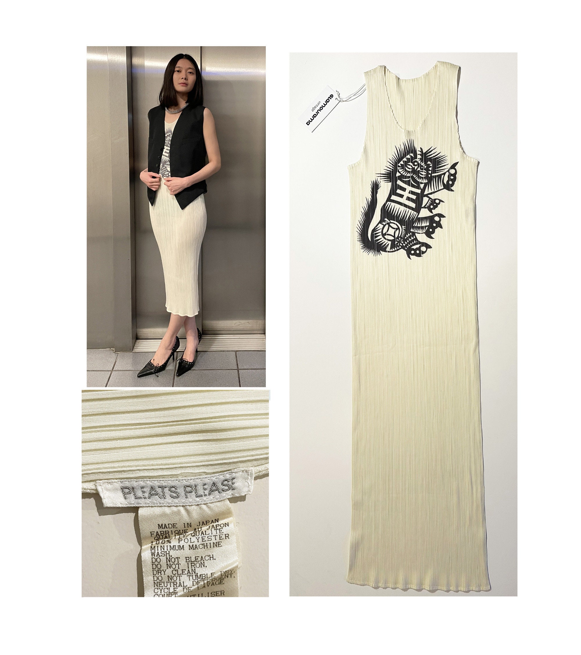 ISSEY MIYAKE Pleats Please Pleated and Printed Tank Dress ISSEY MIYAKE Pleats Please Pleated and Printed Tank Dress