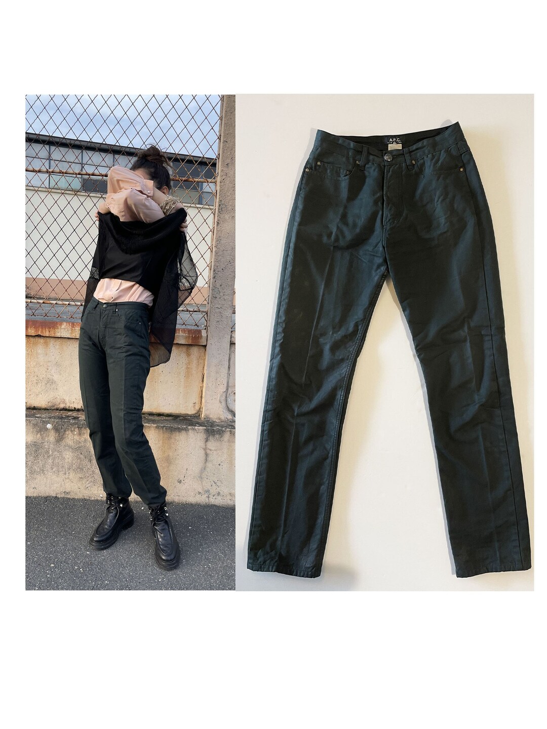 Pants A.P.C Cotton Coated Vintage 90s Made in France, Low Waist