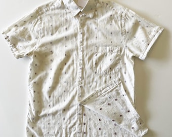 Chemise Vintage DOT DOT CURVE Manches Courtes Unisexe - Coton Bleu - Taille Réelle - Neuf Avec étiquettes