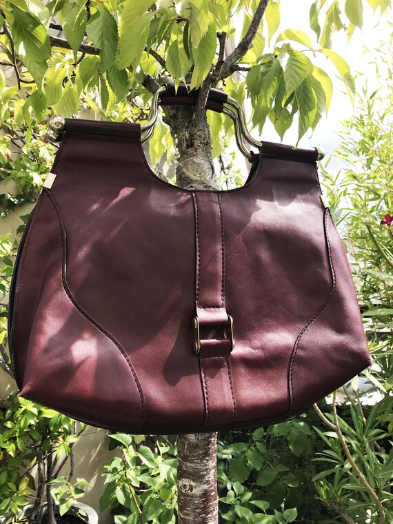 70s burgundy leather bag