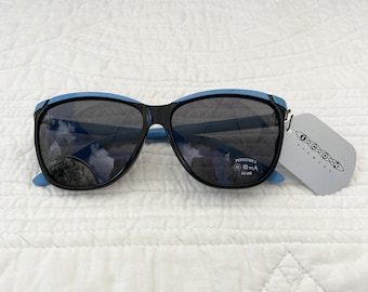 Vintage sunglasses, two-tone black and blue, vintage new / dead stock , UV 400, Protection 3