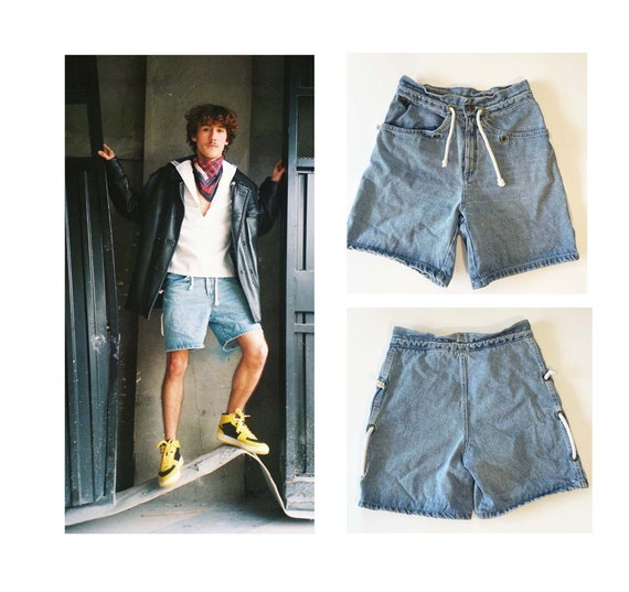 Vintage 90s Men s Shorts in Blue Denim Vintage Benetton Denim Shorts 1990 Made in Italy Vintage Men s Denim Shorts Size M Etsy