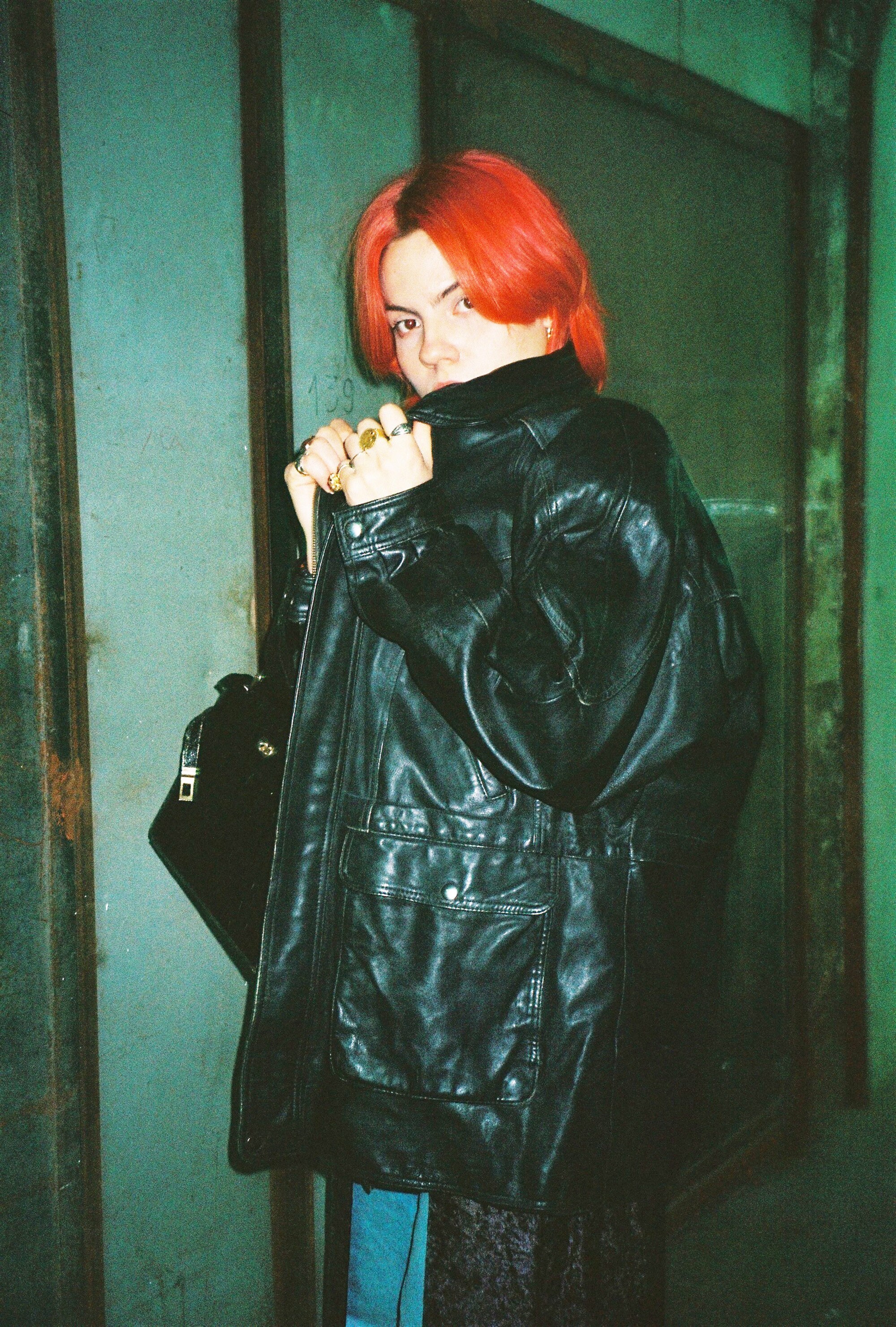 leather short jacket 80-90´s euro 本革 XL