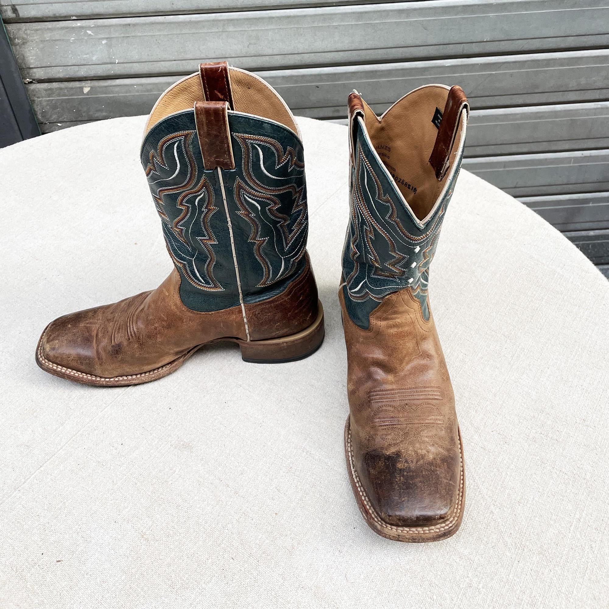 CODY JAMES メキシコ製カウボーイブーツ / ブラウンとブルーのレザーを
