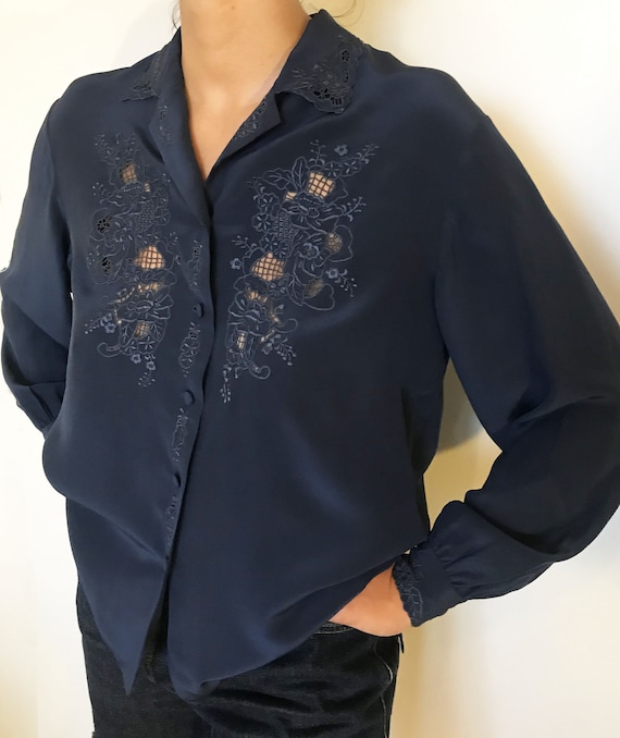 Embroidered silk blouse