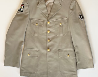 Vintage beige military jacket for men, military jacket number 7 / France 7th armored division.