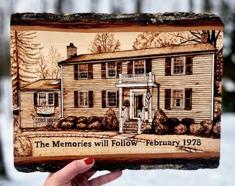 Custom house portrait, wood burned portrait, cabin portrait, wood burning, custom art, pyrography, wood sign