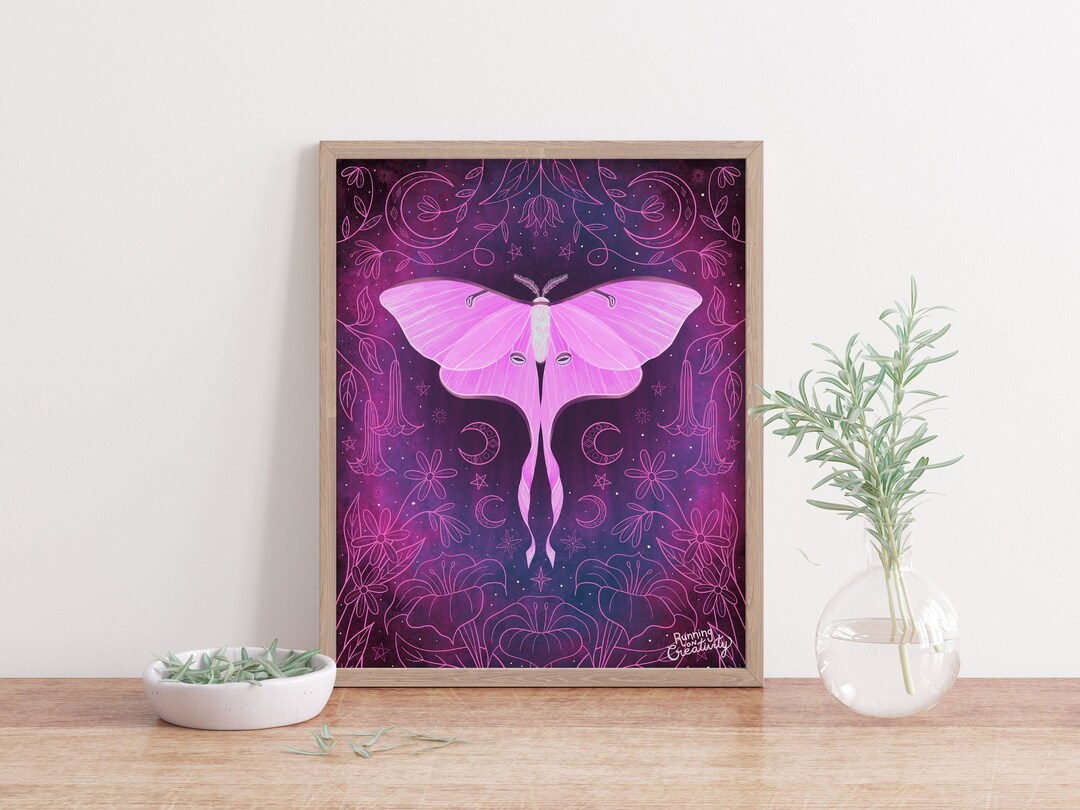 Pink Luna Moth Art Print, High Quality Print, Wall Art, Luna Moth Wall ...