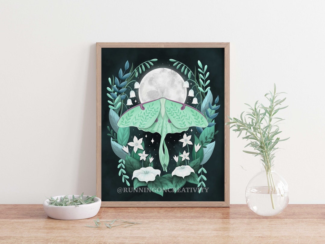 Luna Moth Illustration Art Print Luna Moth Wall Art - Etsy