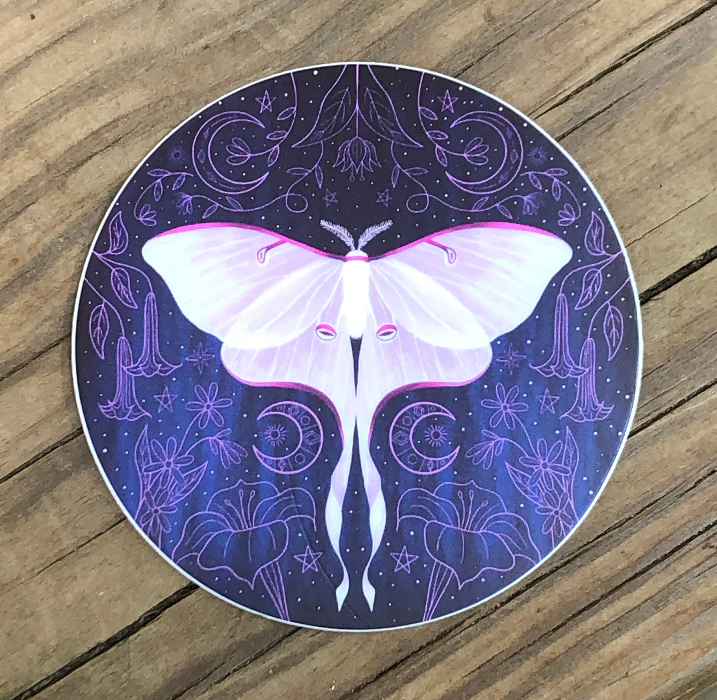Vinyl Sticker, Purple Luna Moth Sticker, Waterproof and Weather ...