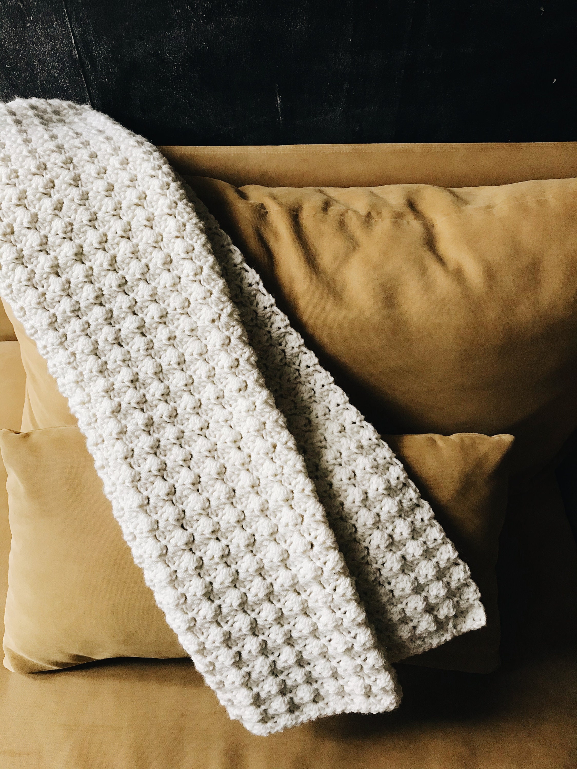Cream Textured Crochet Baby Blanket Throw Blanket Heirloom Etsy