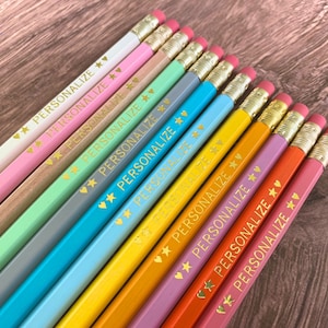Personalized Pencils, 12 Pencil Set, Aesthetic Stationery, Gift for Teachers, Back to School Gift, First Day of School, PASTEL CITRUS