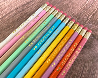 Personalized Pencils, 12 Pencil Set, Aesthetic Stationery, Gift for Teachers, Back to School Gift, First Day of School, PASTEL CITRUS