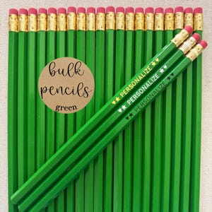 Personalized Green Pencils: Custom Foil Name, Bulk Teacher Gifts