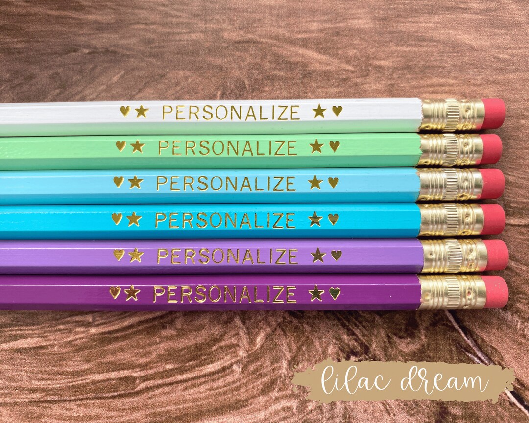 Personalized Pencils 6 Pencil Set Aesthetic Stationery Gift Etsy