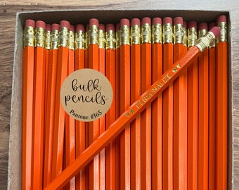 ORANGE #2 Personalized Pencils, Custom Pencils, Bulk, Gift for Grad, Aesthetic Stationery, First Day of School, For Kids, Homeschool,