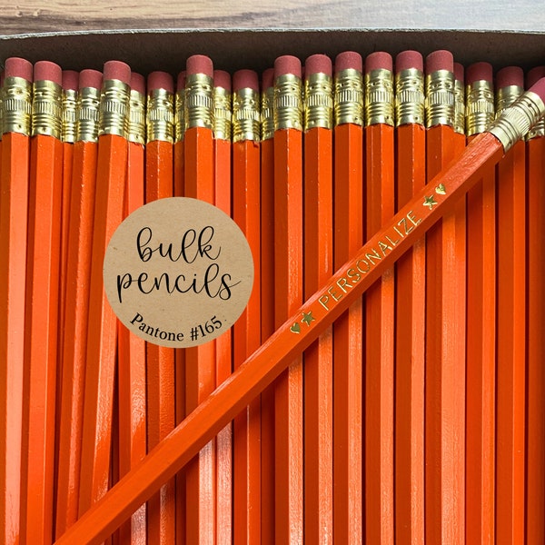 ORANGE #2 Personalized Pencils, Custom Pencils, Bulk, Gift for Grad, Aesthetic Stationery, First Day of School, For Kids, Homeschool,