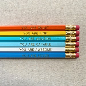 INSPIRATIONAL Pencils, Christmas Kid Gift, Motivational Pencils, Quotes on Pencils, Positive Affirmations, Positive Quotes, Stocking Stuffer
