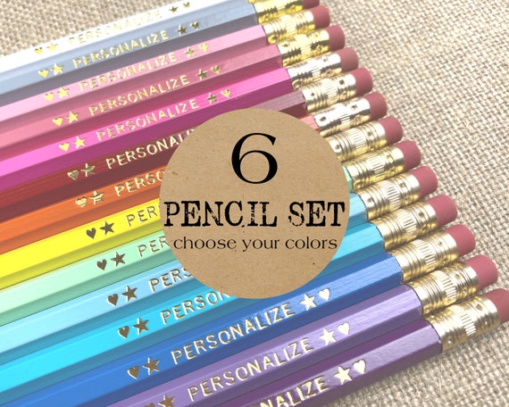 Personalized Set of 6 Pencils, Personalized Gift, Gift for Tween Girls, Gift for Teachers, Custom Pencils, No2 Pencils for Teachers, Kids