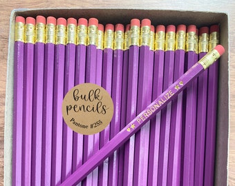 PLUM PURPLE #2 Personalized Pencils, Custom Pencils, Bulk, Gift for Grad, Unique Stocking Stuffer, First Day of School, Grad, Homeschool,
