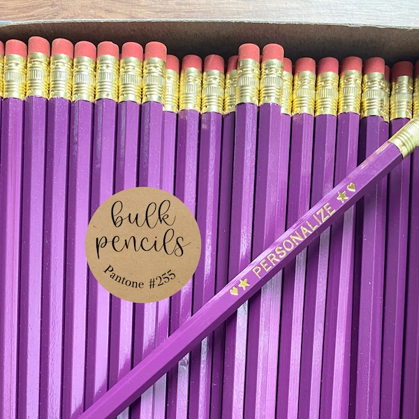 PLUM PURPLE #2 Personalized Pencils, Custom Pencils, Bulk, Gift for Grad, Unique Stocking Stuffer, First Day of School, Grad, Homeschool,