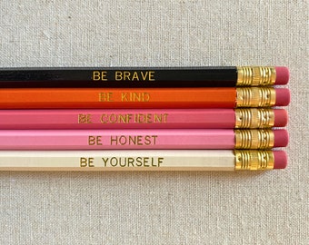 Motivational Pencil Set, Inspirational Pencils, Student Gifts, Back to School Gift, Ready to ship, Aesthetic Stationery, Encouragement Gift