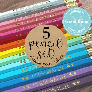 Personalized Pencil Set, Stocking Stuffer, Kids Gift, Custom Pencils, Christmas Gift Kids, Name Pencil, SET OF 5 Pencils, Tween Girl Gift image 1