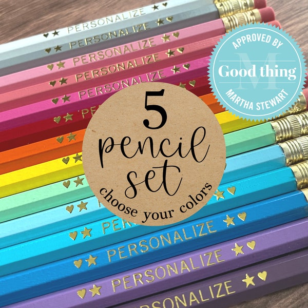 Personalized Pencil Set, Stocking Stuffer, Kids Gift, Custom Pencils, Christmas Gift Kids, Name Pencil, SET OF 5 Pencils, Tween Girl Gift