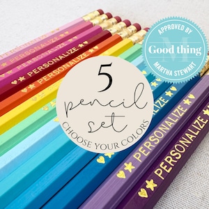 Personalized Pencil Set, Stocking Stuffer, Kids Gift, Custom Pencils, Christmas Gift Kids, Name Pencil, SET OF 5 Pencils, Tween Girl Gift