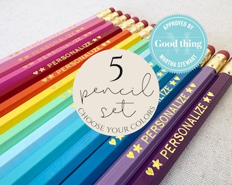 Personalized Pencil Set, Stocking Stuffer, Kids Gift, Custom Pencils, Christmas Gift Kids, Name Pencil, SET OF 5 Pencils, Tween Girl Gift