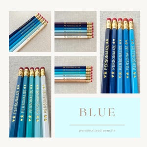 Blue Personalized Pencils, Name Pencils for Boys, Back to School Supplies, Tween Boy Gift, Custom Stationery, Stocking Stuffer Idea