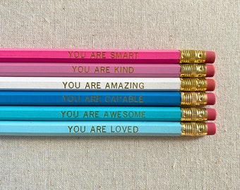 INSPIRATIONAL Pencils, Kids Gift, Motivational Pencils, Ready to ship, Quotes on Pencils, Positive Affirmations, Positive Quotes, Homeschool