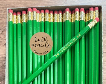 GREEN #2 Personalized Pencils, Custom Pencils, Bulk, Gift for Grad, Aesthetic Stationery, First Day of School, For Kids, Homeschool,
