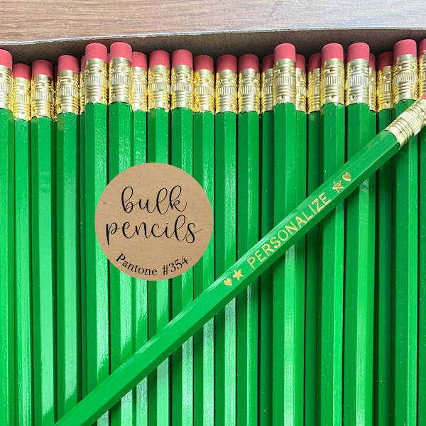 GREEN #2 Personalized Pencils, Custom Pencils, Bulk, Gift for Grad, Aesthetic Stationery, First Day of School, For Kids, Homeschool,