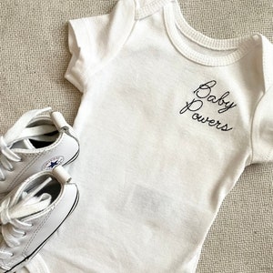 Personalized, embroidered baby bodysuit