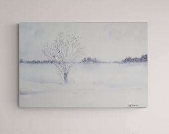Winter wonderland, Original art, Snow landscape oil painting. wintertime, Scenery, nature,