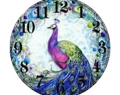 5D DIY Diamond Painting Peacock Clock Embroidery Set Cross Stitch Crafts, Full Diamonds, Family Mural