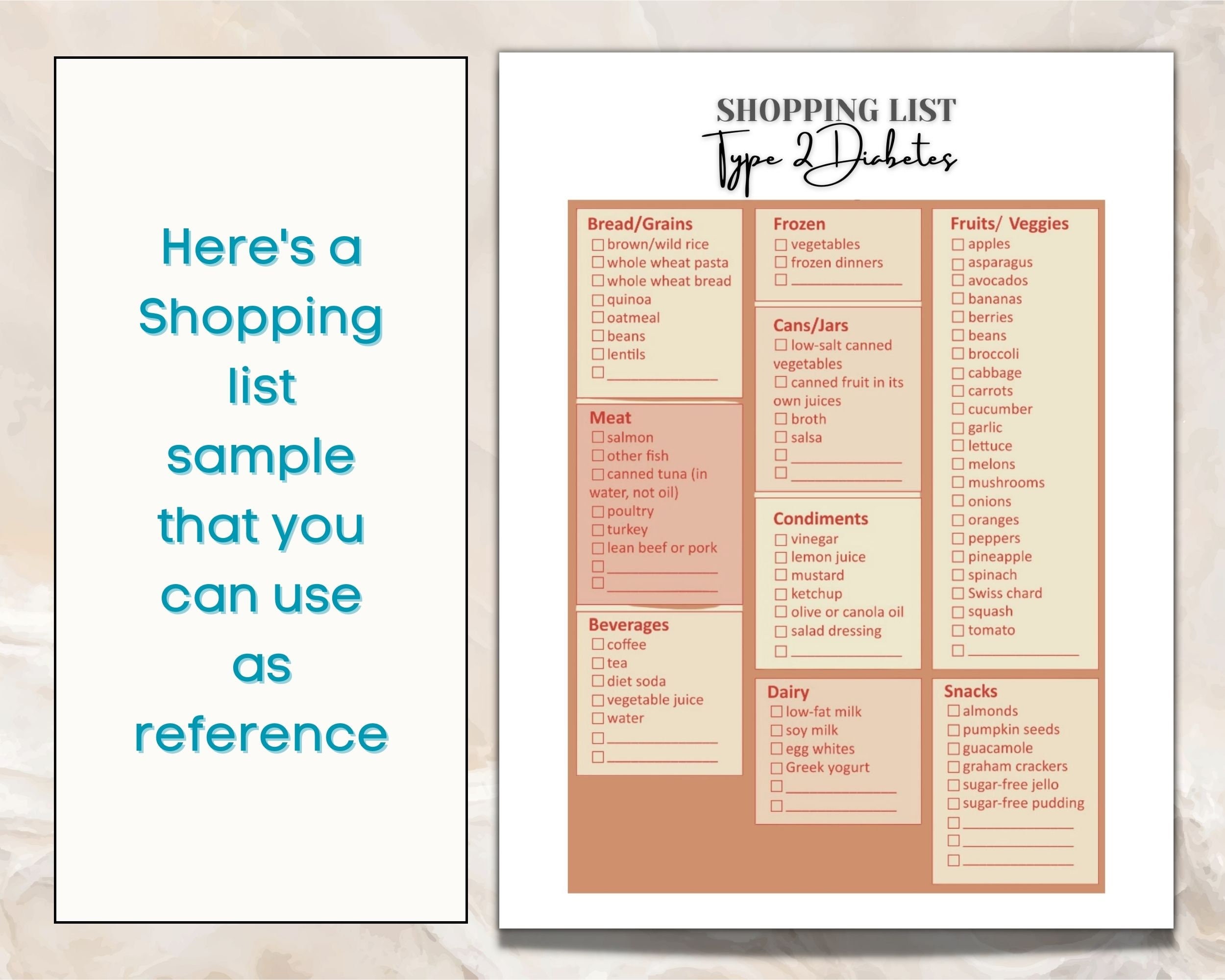 Diabetes Meal Plan, Weekly Menu Planner for Diabetic Calorie Tracker