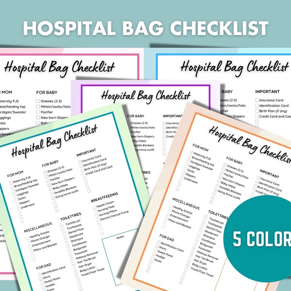 Hospital Bag Checklist for Moms and Dad Birth Packing List Hospital Needs Organizer List